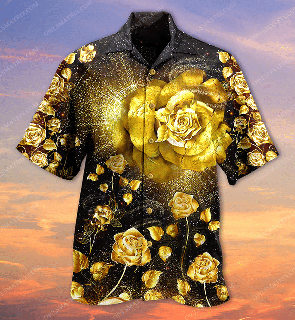 Roses Gold Flowers Limited - Hawaiian Shirt - Hawaiian Shirt For Men