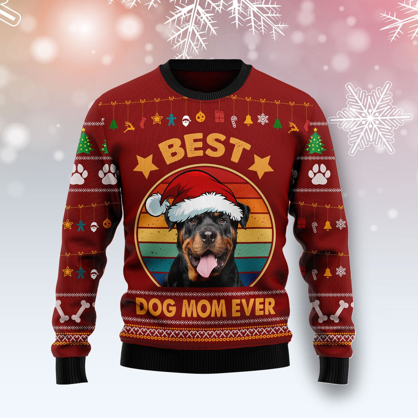 Rottweiler Best Dog Mom Ever Ugly Christmas Sweater, Ugly Sweater For Men Women, Holiday Sweater