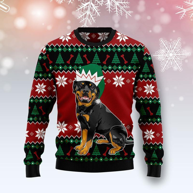 Rottweiler Cute Ugly Christmas Sweater Ugly Sweater For Men Women