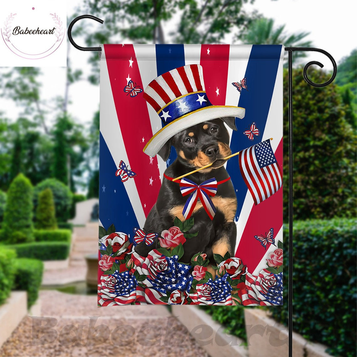 Rottweiler Dog Independence Day Flag Dog 4th Of July Flag Fourth July Dog Flag USA Independence Day Proud Nation Flags