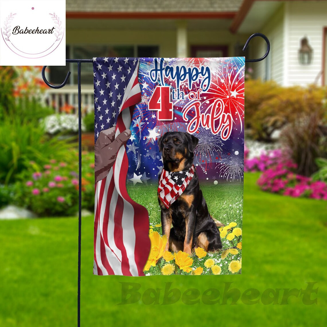 Rottweiler Dog Independence Day Flag Dog 4th Of July Flag Fourth July Dog Flag USA Independence Day Proud Nation Flags