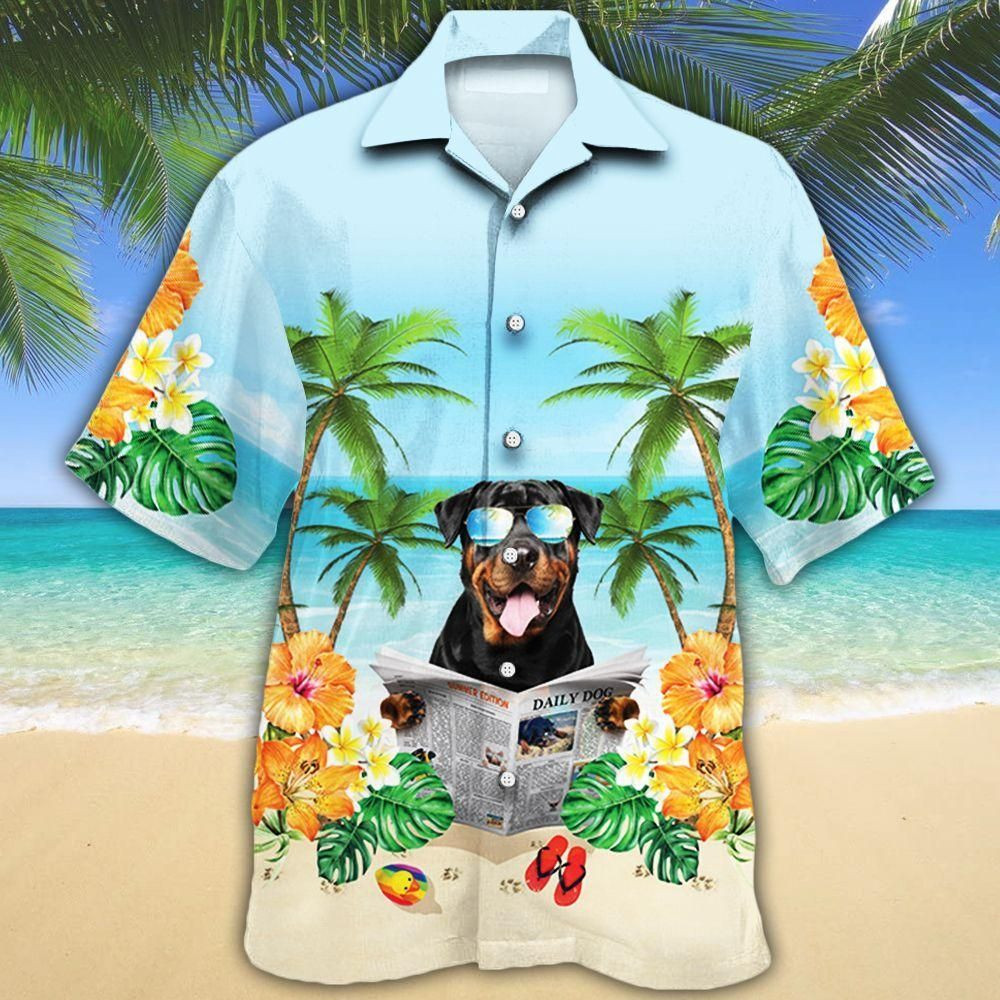 Rottweiler Dog Lovers Beach Aloha Hawaiian Shirt Colorful Short Sleeve Summer Beach Casual Shirt For Men And Women