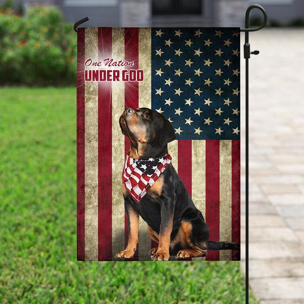 Rottweiler God Bless Personalized American Flag  Garden Flag House Flag