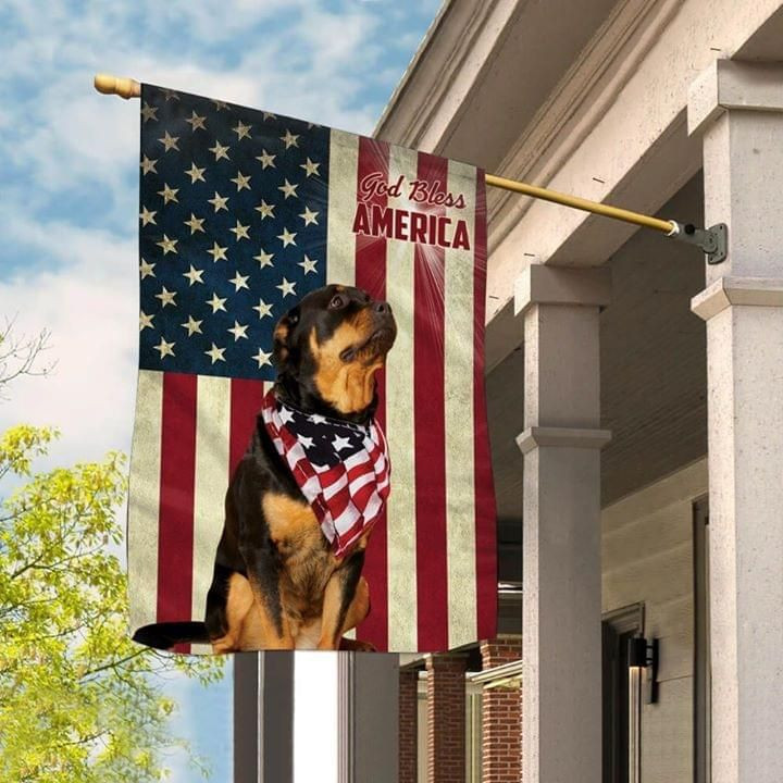Rottweiler God Bless Personalized American Flag Garden Flag House Flag