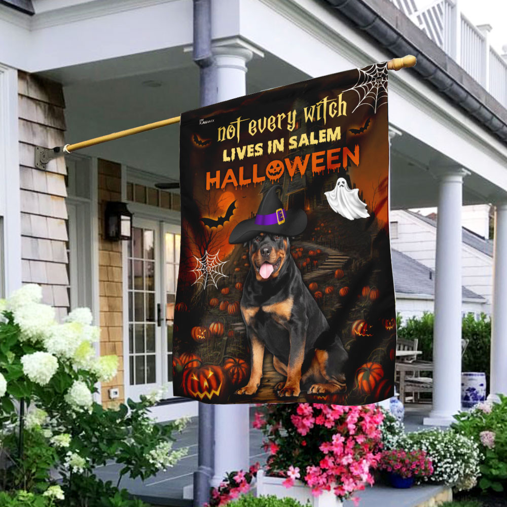 Rottweiler Halloween Flag Not Every Witch Lives In Salem Flag Halloween Outdoor Decor Fall Yard House Decoration