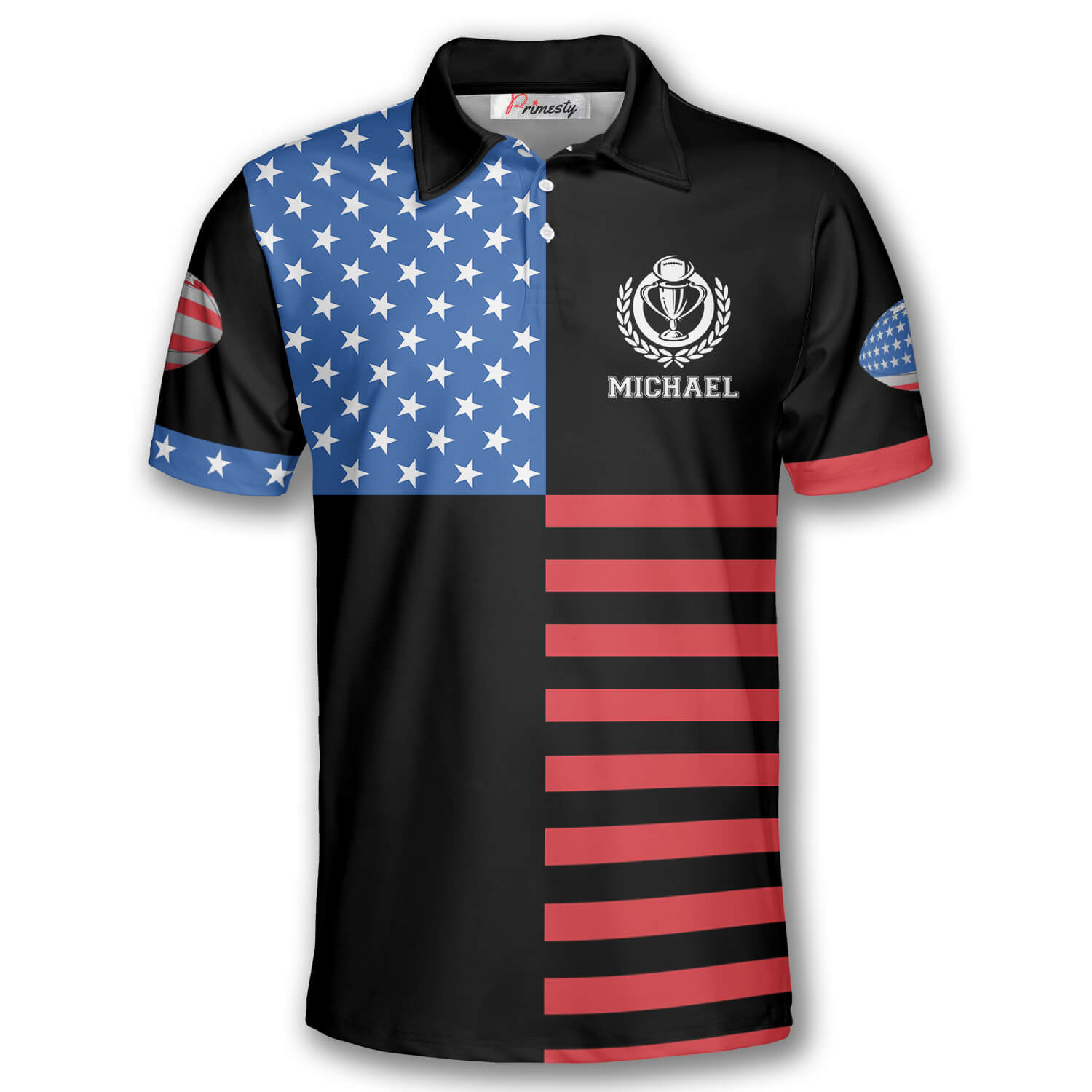 Rugby USA Flag Emblem Custom Polo Rugby Shirts for Men