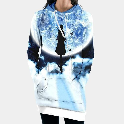 Rukia Looking To The Moon Hooded Dress Bleach 3d Hoodie Dress Sweater Dress Sweatshirt Dress Hoodie