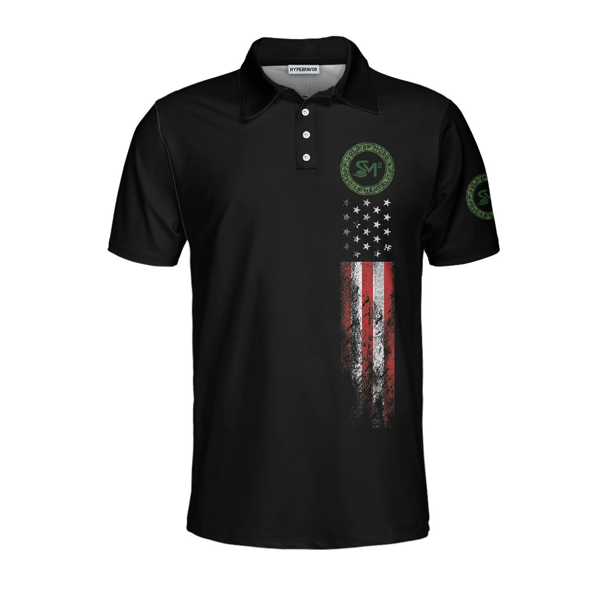 SM2 Dark Theme American Flag Polo Shirt