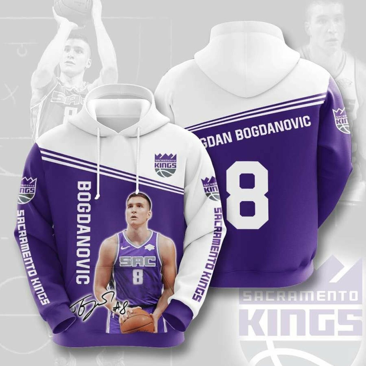 Sacramento Kings 8 3d All Over Print Hoodie