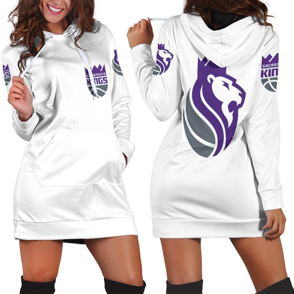 Sacramento Kings Basketball Classic Mascot Logo Gift For Kings Fans White Hoodie Dress Sweater Dress Sweatshirt Dress