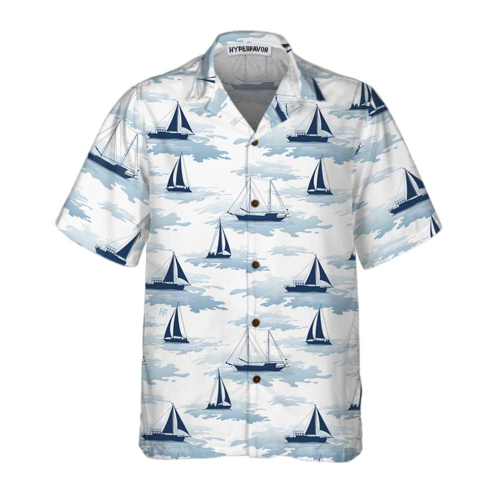 Sailboats Ships And Yachts Hawaiian Shirt Short Sleeve Sailboat Shirt Unique Nautical Shirt