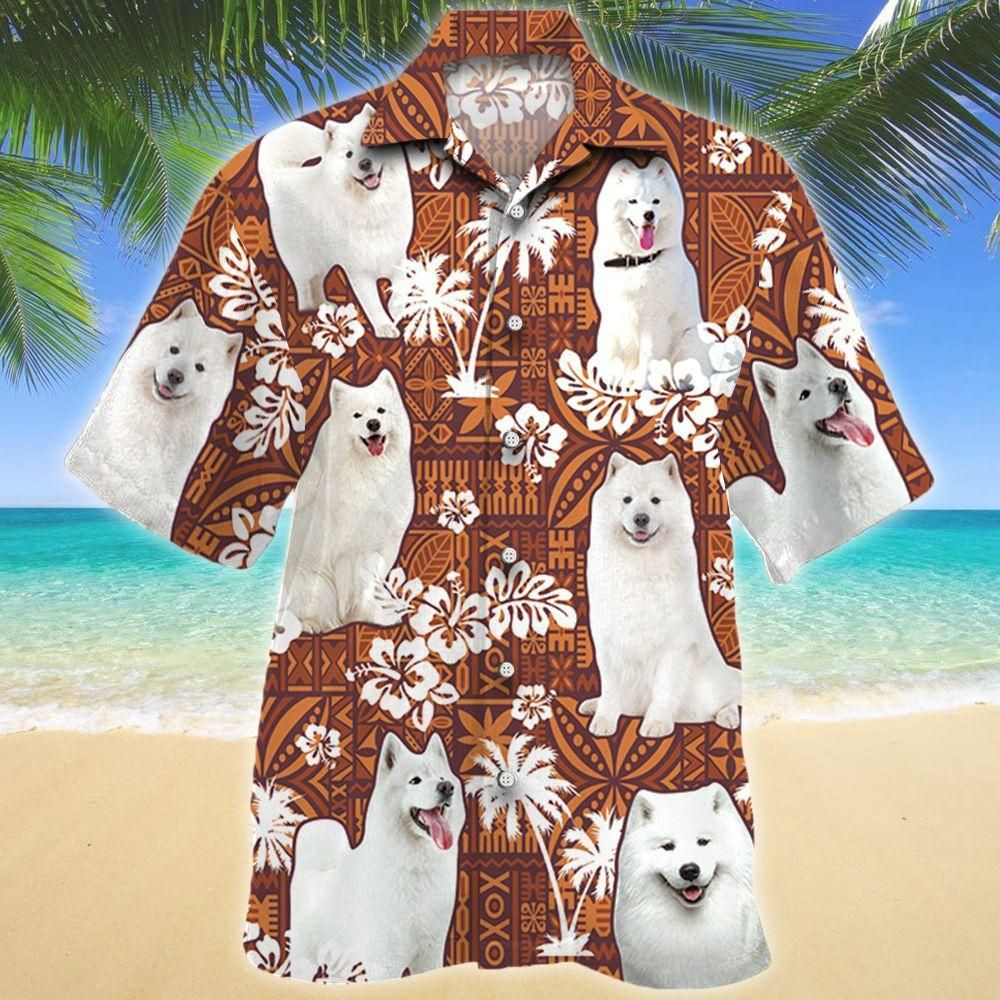 Samoyed Dog Red Tribal Aloha Hawaiian Shirt Colorful Short Sleeve Summer Beach Casual Shirt For Men And Women