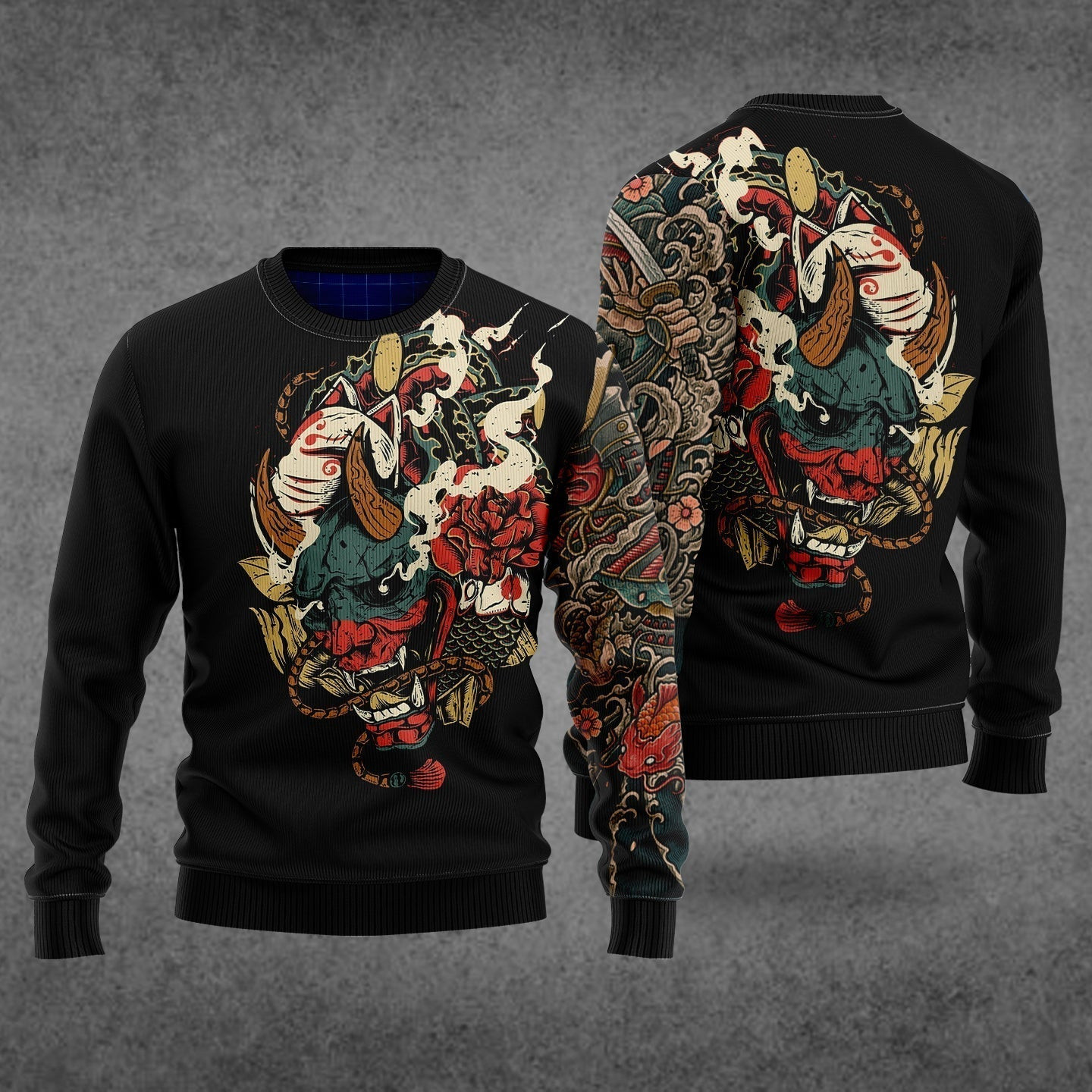 Samurai Tattoo Ugly Christmas Sweater Ugly Sweater For Men Women