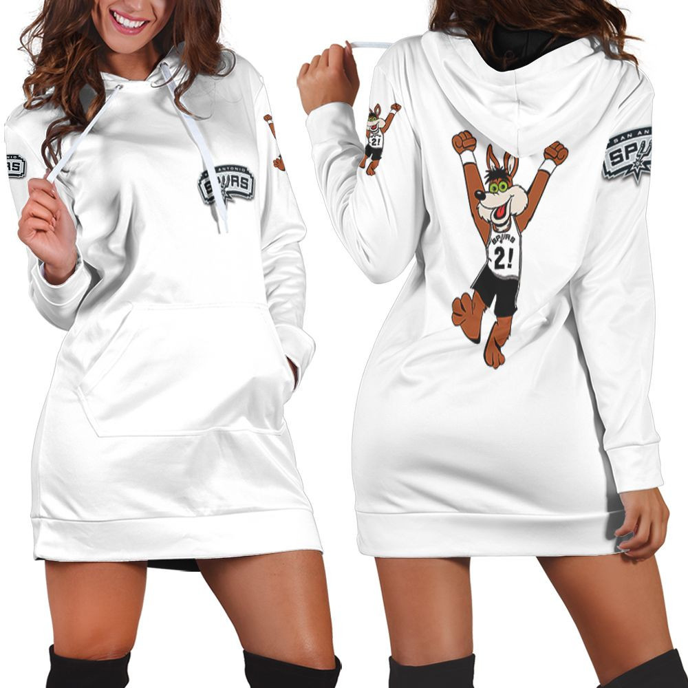 San Antonio Basketball Classic Mascot Logo Gift For Antonio Fans White Hoodie Dress Sweater Dress Sweatshirt Dress