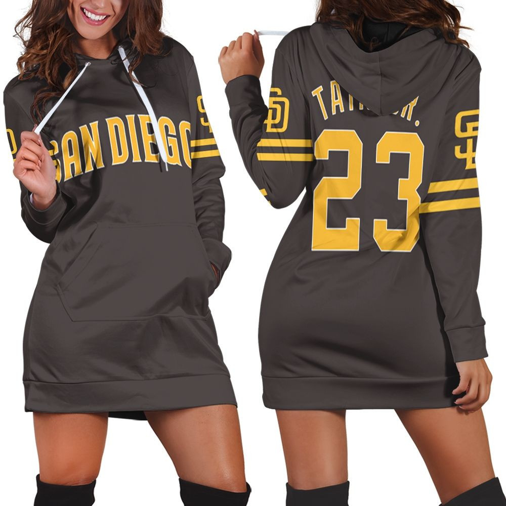 San Diego Padres Fernando Tatis Jr 23 Mlb 2020 Brown Jersey Inspired Hoodie Dress Sweater Dress Sweatshirt Dress