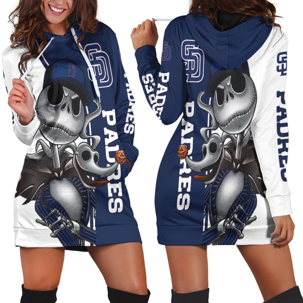 San Diego Padres Jack Skellington And Zero Hoodie Dress Sweater Dress Sweatshirt Dress