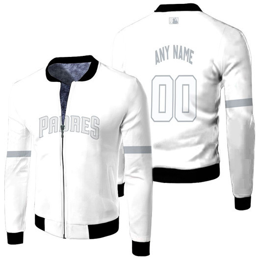 San Diego Padres Personalized 00 Majestic 2019 White Match Jersey Style Gift For Padres Fans Fleece Bomber Jacket