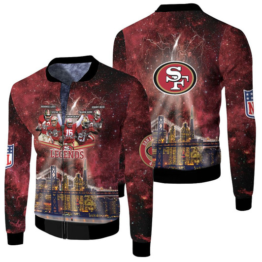 San Francisco 49Ers City Night Light Galaxy Signed Fleece Bomber Jacket