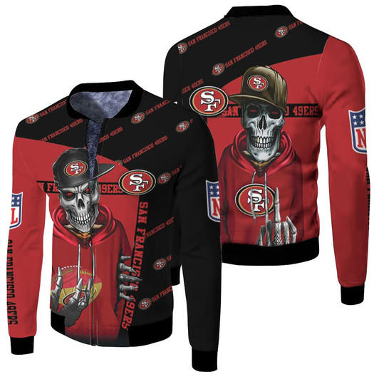 San Francisco 49Ers Hiphop Skeleton Fan Fleece Bomber Jacket