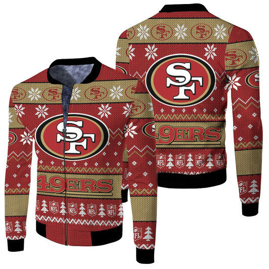 San Francisco 49Ers Nfl Ugly Christmas Fleece Bomber Jacket