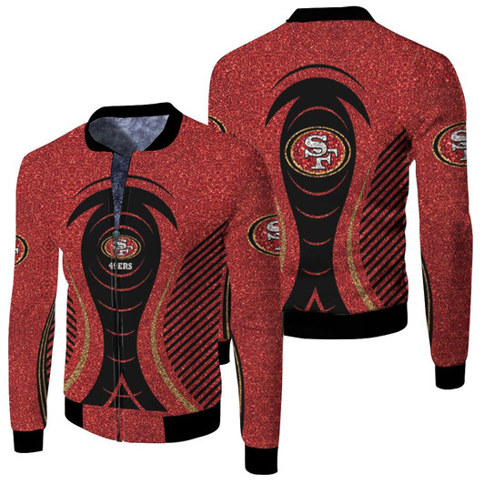 San Francisco 49Ers Red Glitter Fleece Bomber Jacket