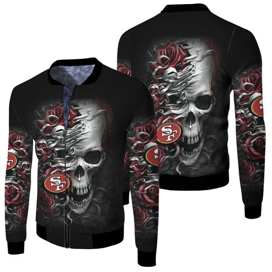 San Francisco 49Ers Skull Flower For Fan Yoga Set Fleece Bomber Jacket