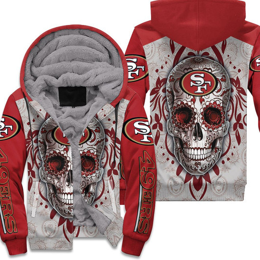 San Francisco 49Ers Sugar Skull For Fan 3D Fleece Hoodie