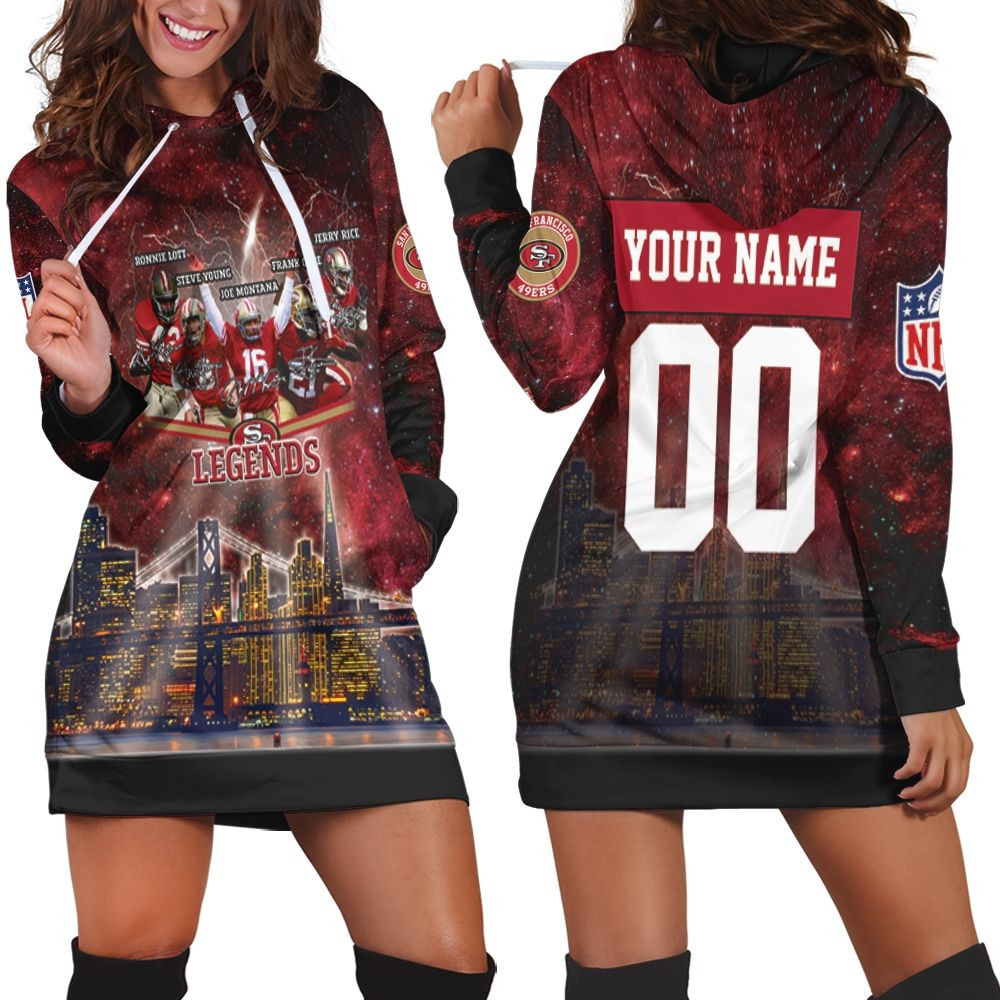 San Francisco 49ers City Night Light Galaxy Signed 3d Hoodie Dress Sweater Dress Sweatshirt Dress