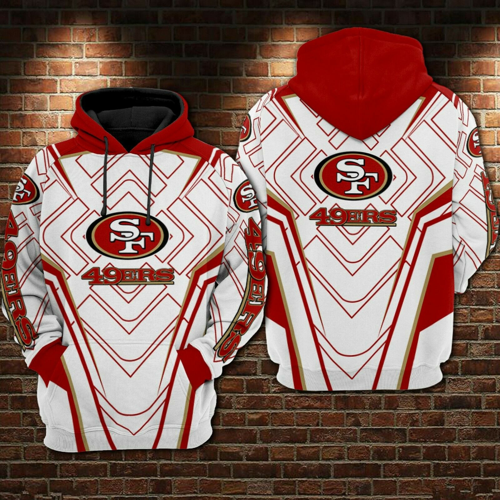 San Francisco 49ers Hoodie 3D All Over Printed Size S