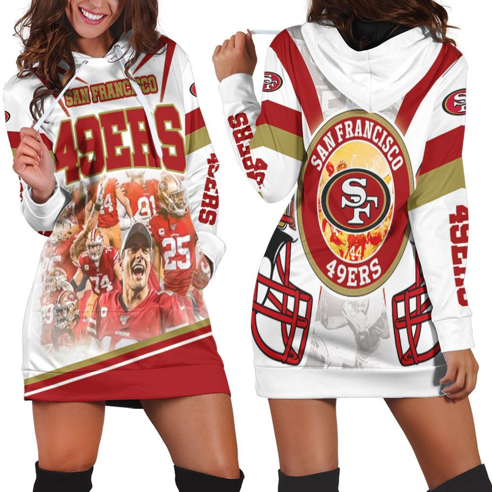 San Francisco 49ers Logo Nfc West Division Champions Super Bowl 2021 Hoodie Dress Sweater Dress Sweatshirt Dress