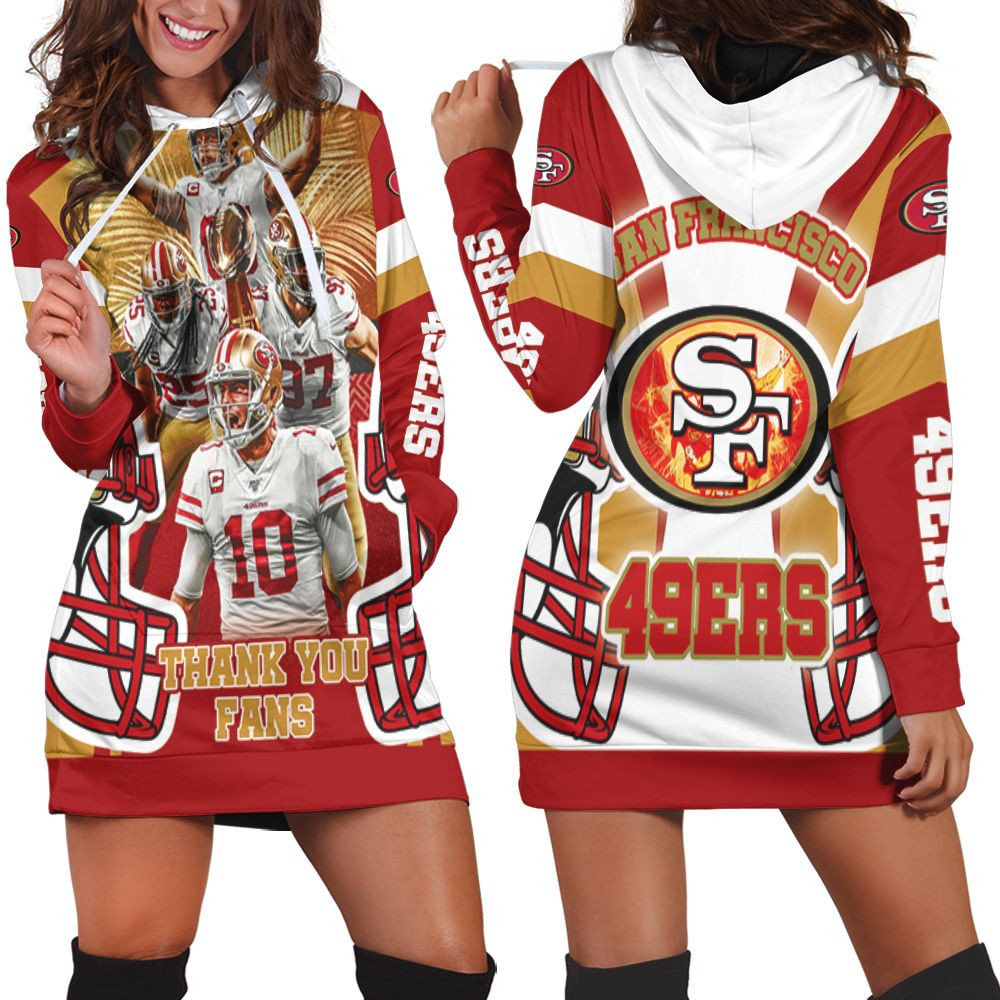 San Francisco 49ers Thank You Fan Hoodie Dress Sweater Dress Sweatshirt Dress