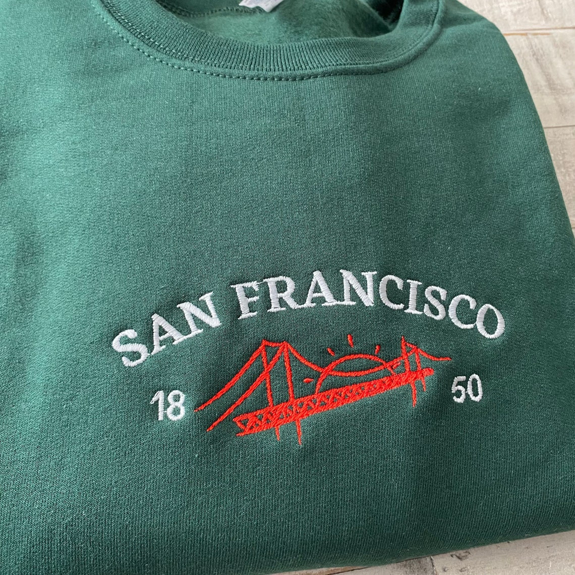 San Francisco Embroidered Sweatshirt Vintage California Crewneck Golden Gate Sweatshirt