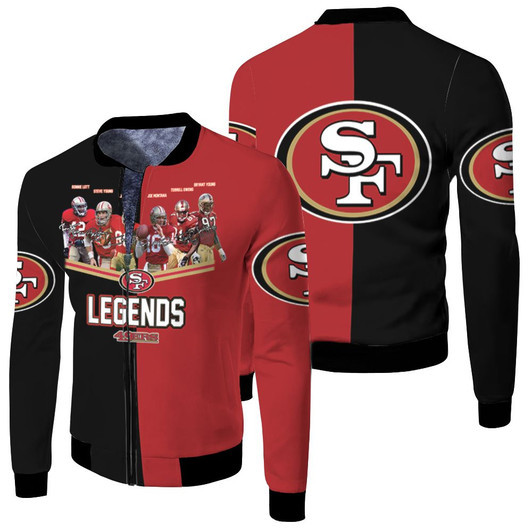 San Franciscos 49Ers Legends Players Signed Fan Gift Fleece Bomber Jacket