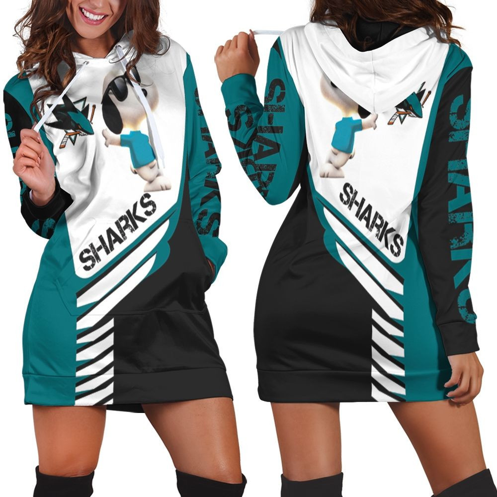 San Jose Sharks Snoopy For Fans 3d Hoodie Dress Sweater Dress Sweatshirt Dress