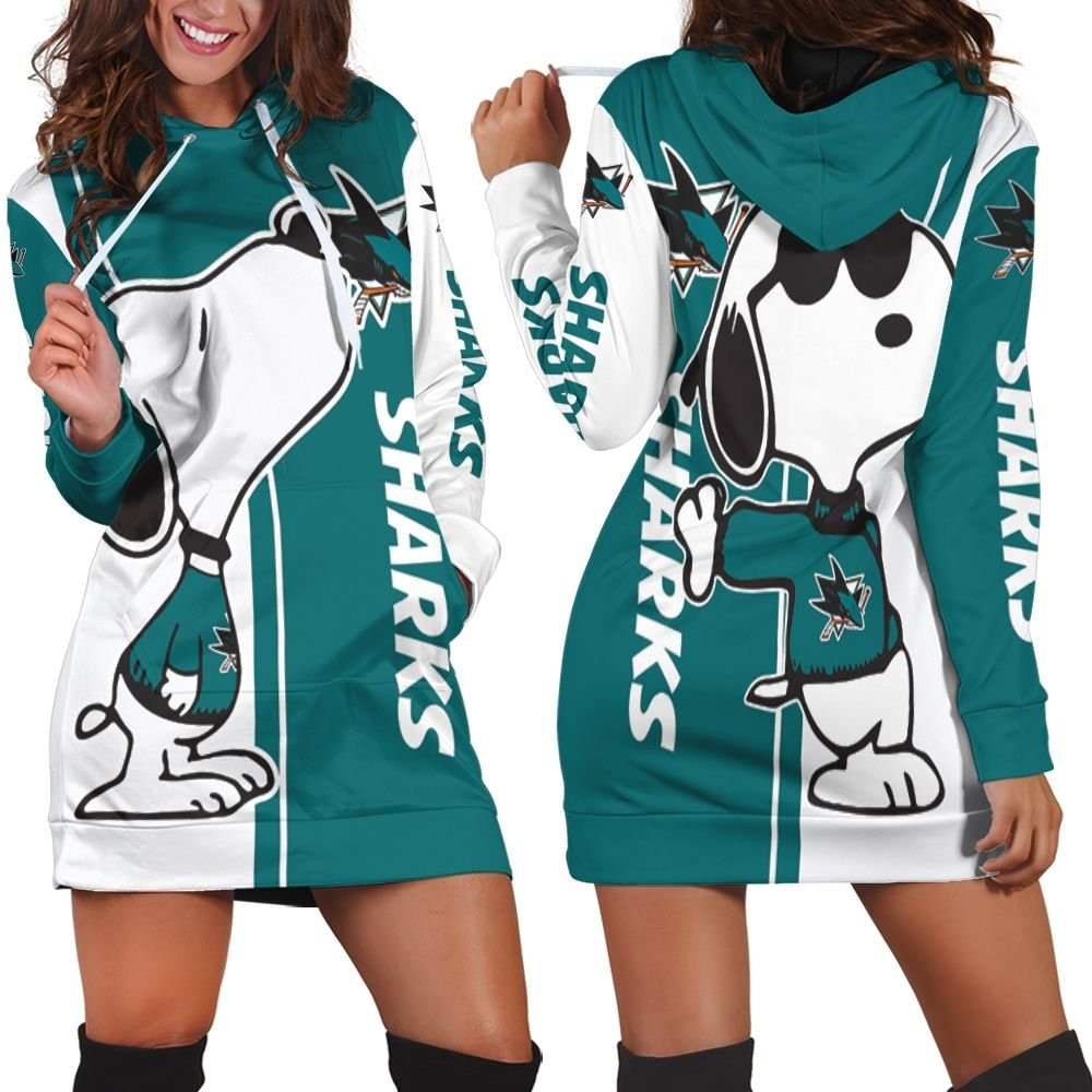 San Jose Sharks Snoopy Lover 3d Hoodie Dress Sweater Dress Sweatshirt Dress