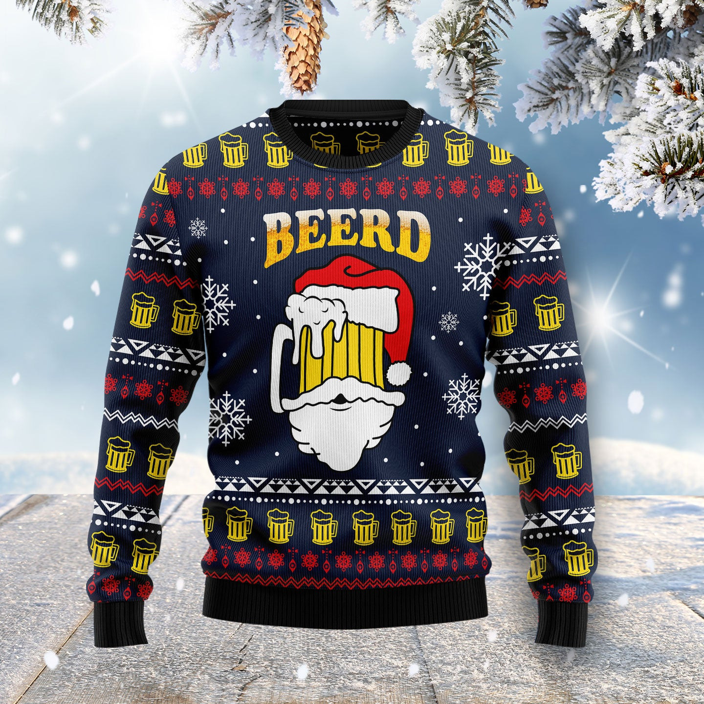 Santa Beerd Ugly Christmas Sweater