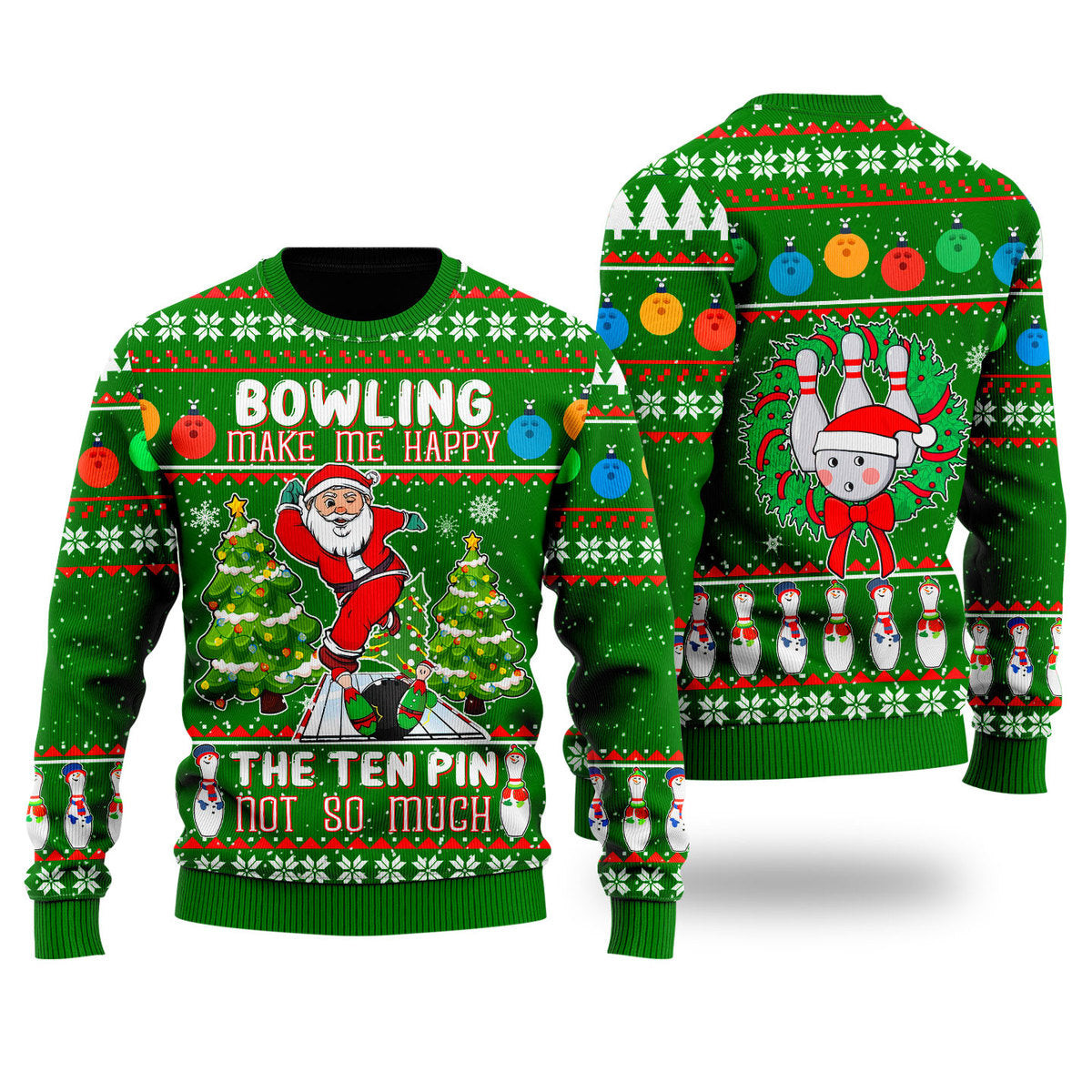 Santa Bowling Go Strike Ugly Christmas Sweater Ugly Sweater For Men Women