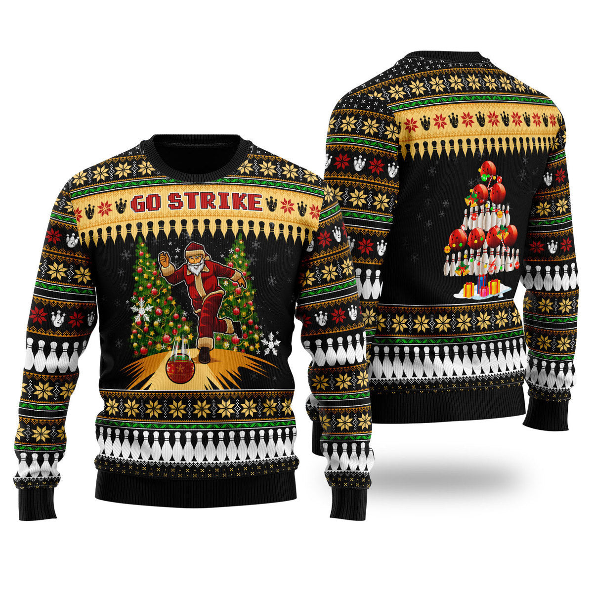 Santa Bowling Go Strike Ugly Christmas Sweater Ugly Sweater For Men Women