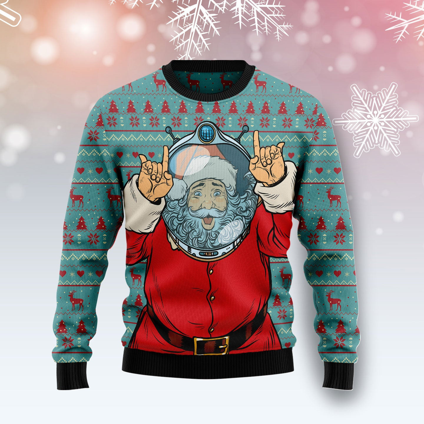 Santa Claus Astronaut Ugly Christmas Sweater