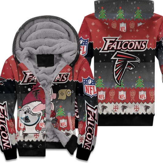 Santa Claus Atlanta Falcons Sitting On Panthers Saints Buccaneers Toilet Christmas Gift For Falcons Fans Fleece Hoodie