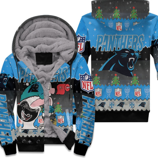 Santa Claus Carolina Panthers Sitting On Buccaneers Falcons Saints Toilet Christmas Gift For Panthers Fans Fleece Hoodie