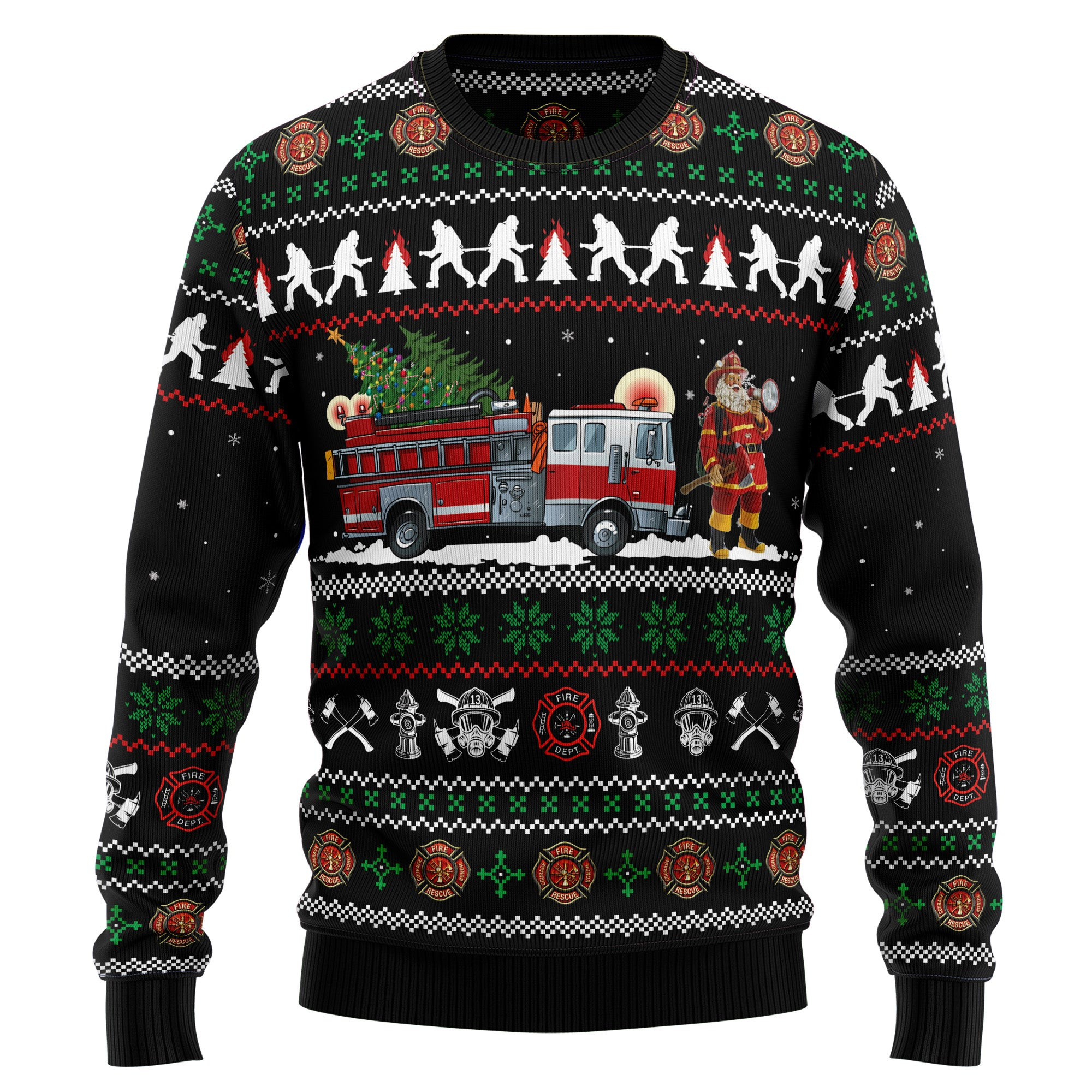 Santa Claus Firefighter Ugly Christmas Sweater