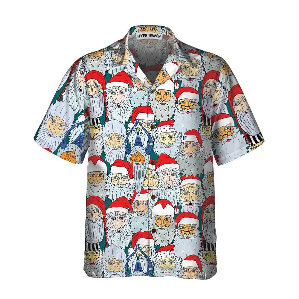 Santa Claus Heads From Different Countries Christmas Hawaiian Shirt Santa Claus Hawaiian Shirt For Christmas Day