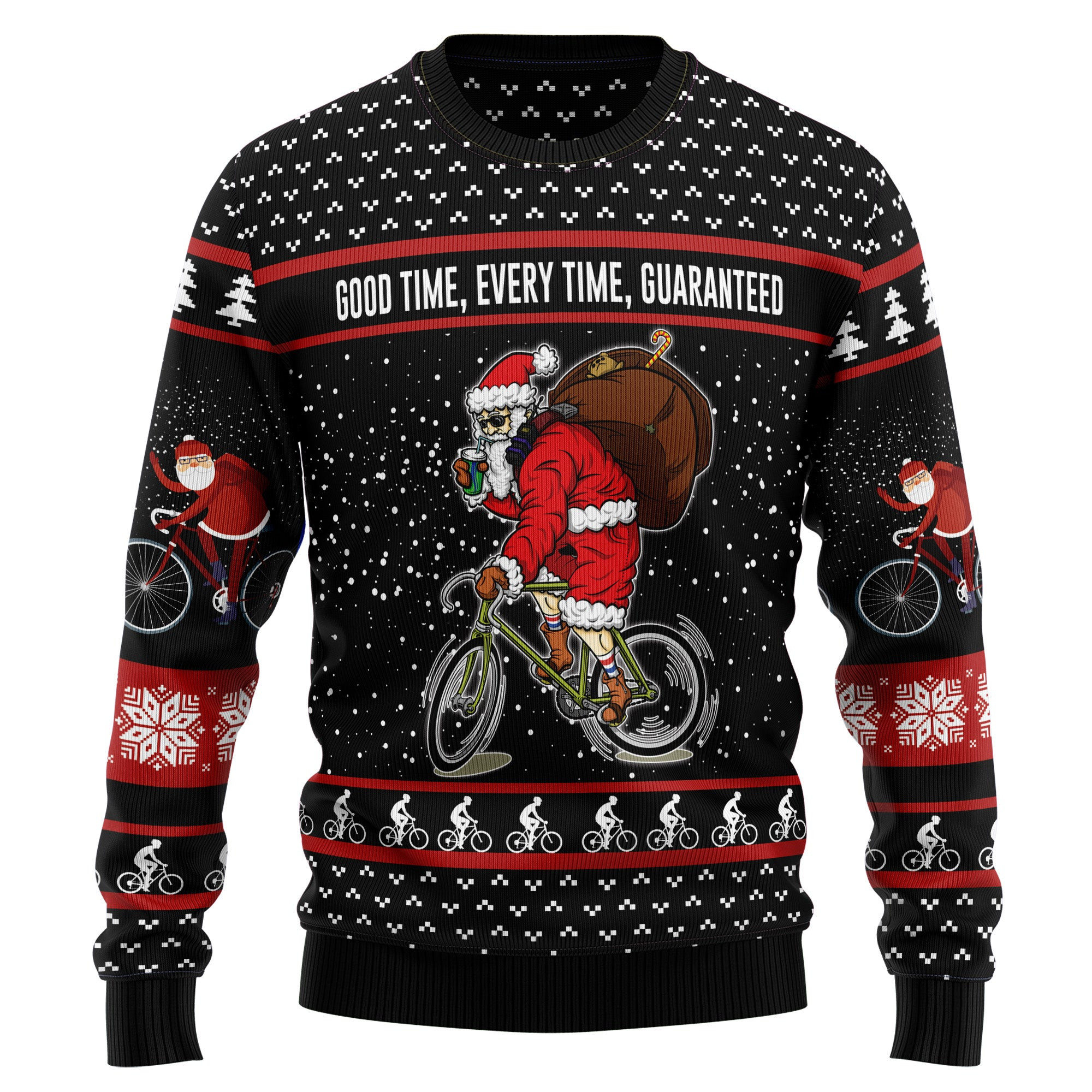 Santa Claus Love Biking Ugly Christmas Sweater