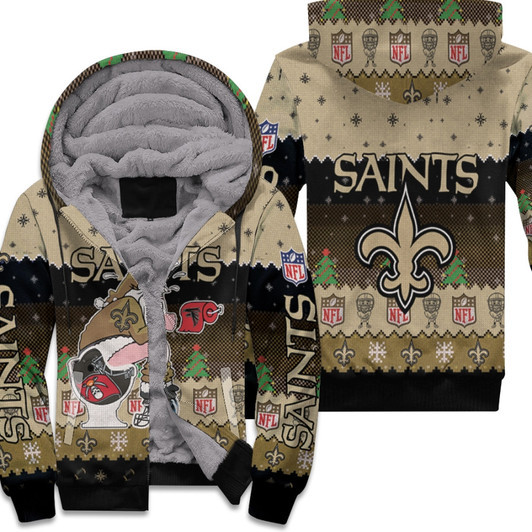 Santa Claus New Orleans Saints Sitting On Falcons Buccaneers Panthers Toilet Christmas Gift For Saints Fans Fleece Hoodie