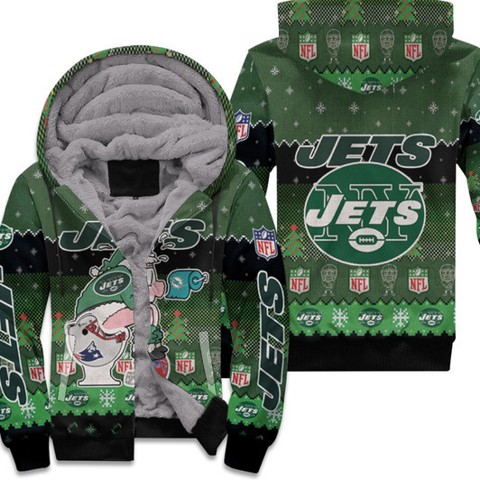 Santa Claus New York Jets Sitting On Dolphins Patriots Bills Toilet Christmas Gift For Jets Fans Fleece Hoodie