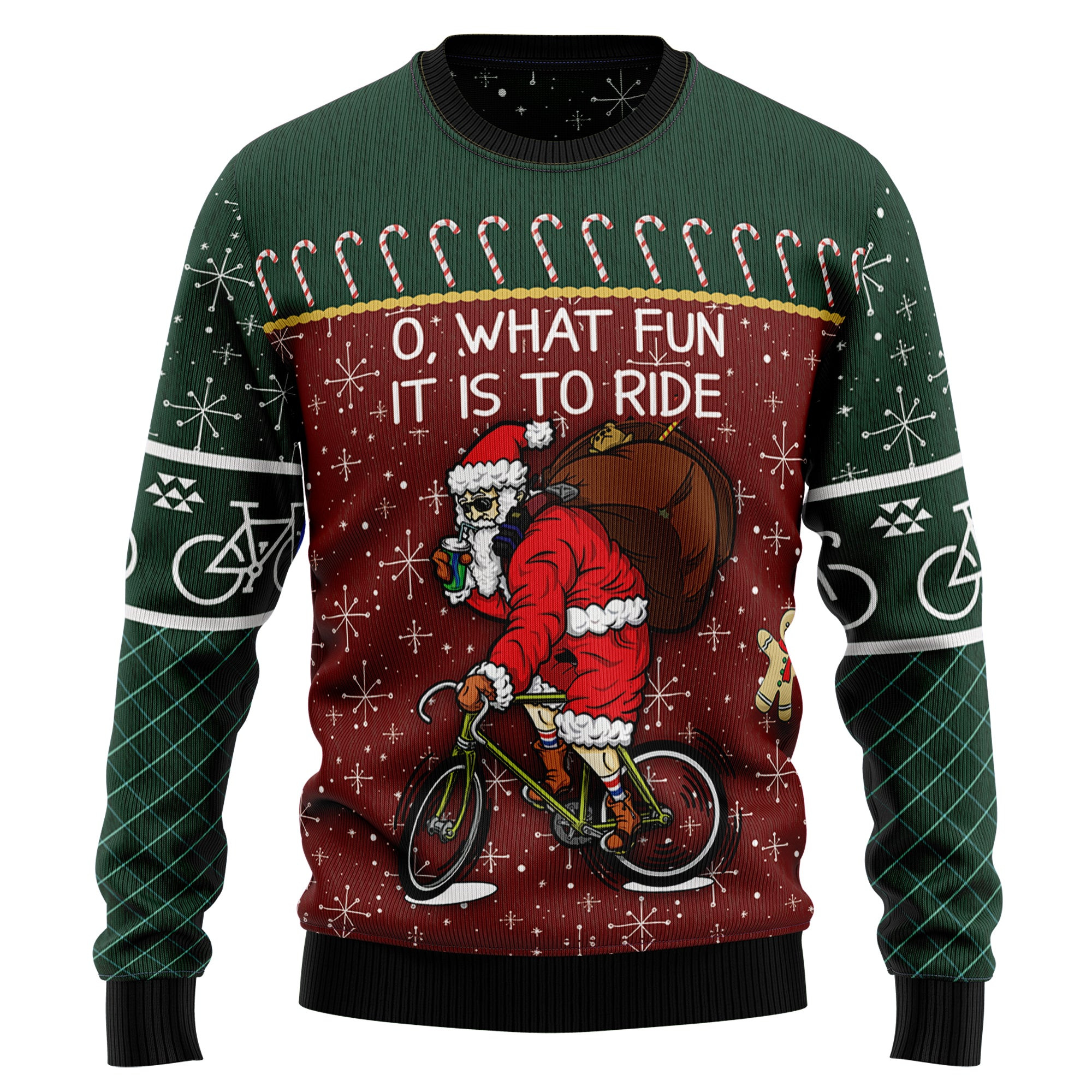 Santa Cycling Ugly Christmas Sweater