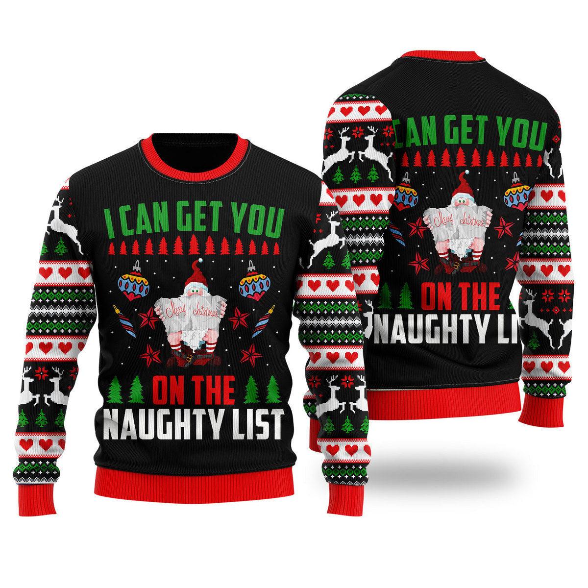 Santa Get You On Naughty List Ugly Christmas Sweater Ugly Sweater For Men Women