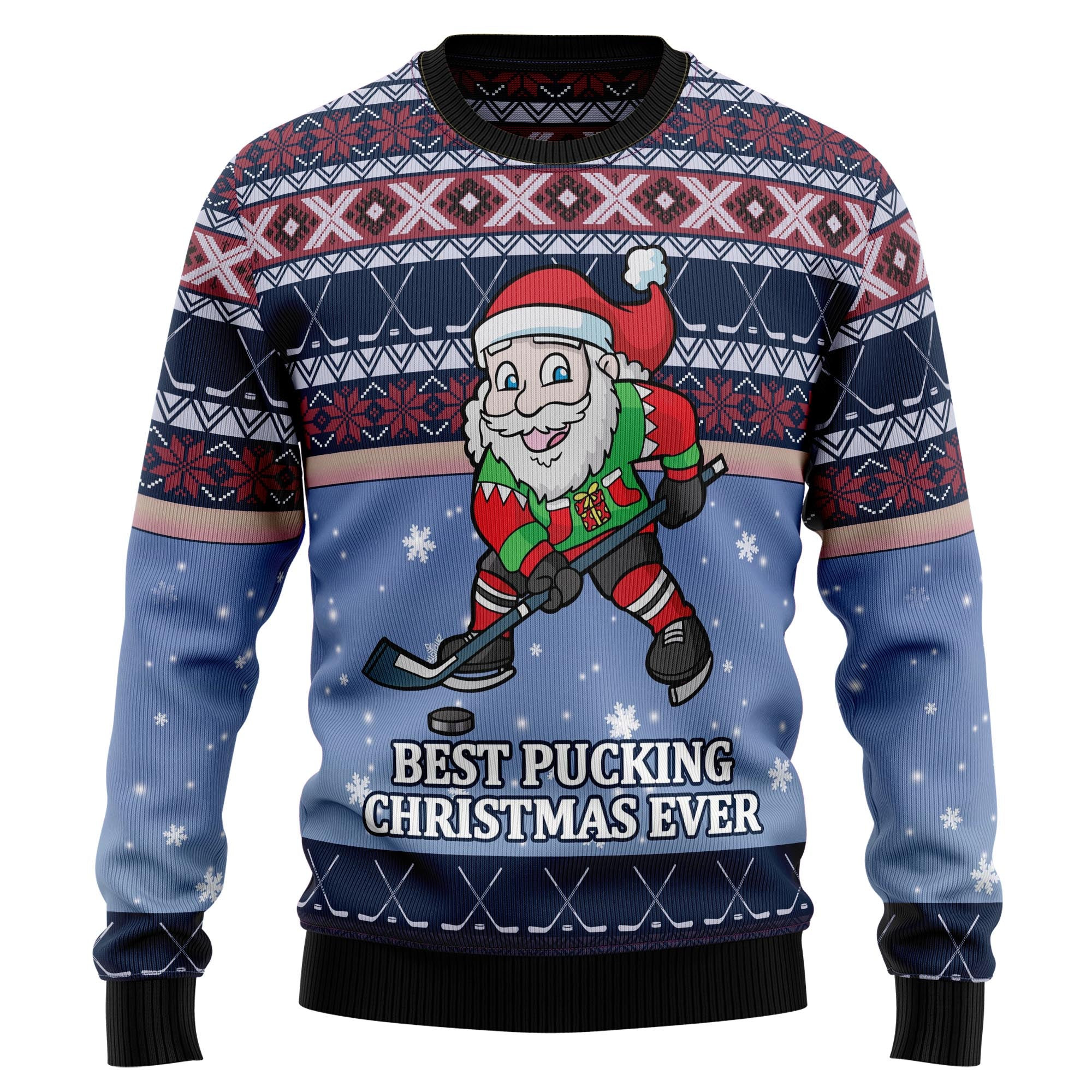 Santa Hockey Ugly Christmas Sweater