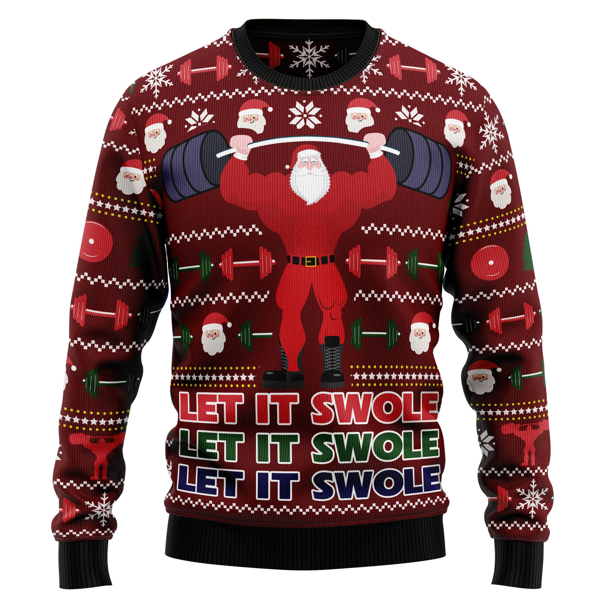 Santa Let It Swole Ugly Christmas Sweater